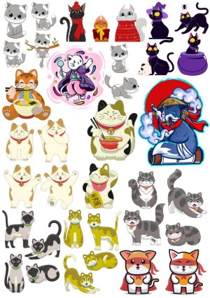 Collection of Cute and Playful Cat Vector Illustrations Free Vector