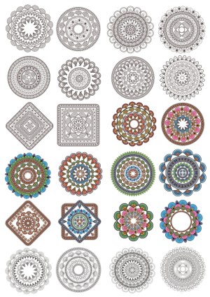 Set of Decorative Mandala and Floral Vector Patterns Free Vector