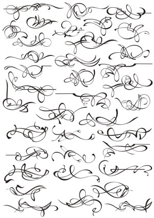 Decorative Calligraphic Swirls and Flourishes Vector Set Free Vector