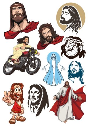 Diverse Vector Illustrations of Jesus Christ in Various Styles and Poses Free Vector