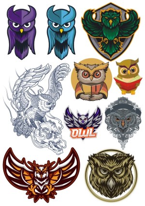 Collection of Stylized Owl Vector Logos and Illustrations Free Vector