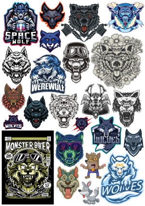 Collection of Wolf and Werewolf Vector Logos and Illustrations Free Vector