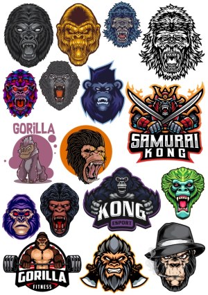 Collection of Gorilla and Kong Themed Vector Mascot Logos Free Vector