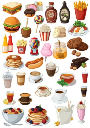 Variety of Food and Beverage Vector Icons Free Vector