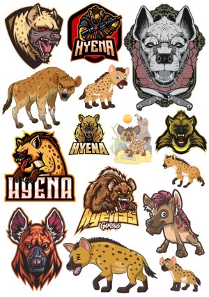 Collection of Hyena Illustrations and Gaming Logos Free Vector