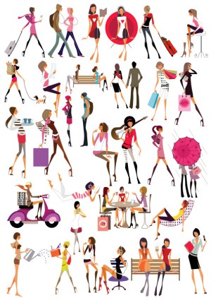 Stylish Women Lifestyle Vector Collection Free Vector