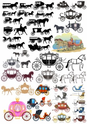 Vintage Horse-Drawn Carriages and Coaches Collection Free Vector