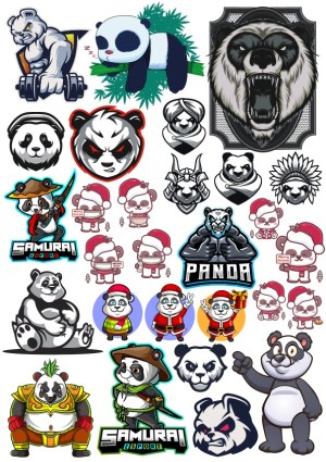 Collection of Panda and Bear Cartoon and Mascot Vector Illustrations Free Vector
