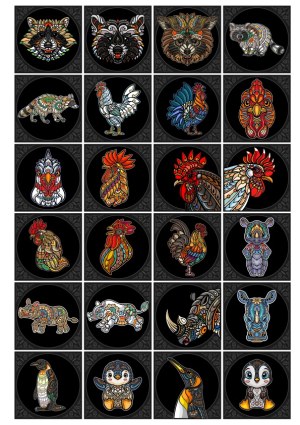 Decorative Ornamental Animal Head and Full Body Vector Illustrations Free Vector
