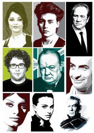 Vector Portrait Illustrations of Diverse People in Color Blocks Free Vector