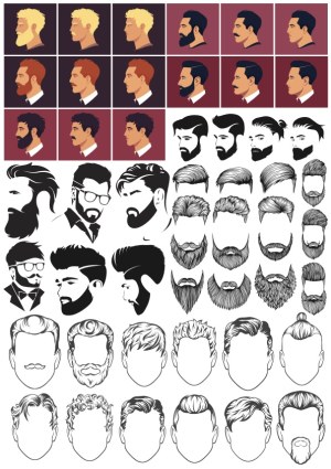 Men's Hair and Beard Style Vector Collection Free Vector