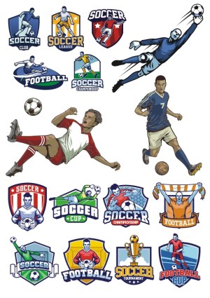 Soccer and Football Player Logos and Illustrations Free Vector