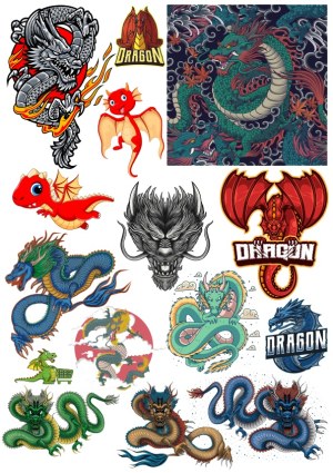Assorted Artistic Dragon Vector Illustrations Free Vector