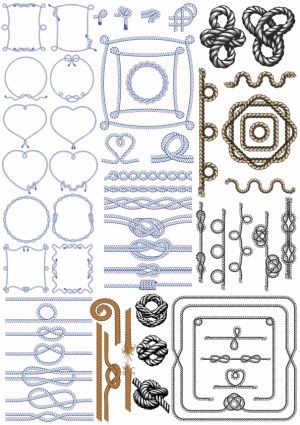 Collection of Decorative Rope Frames and Knot Vectors Free Vector