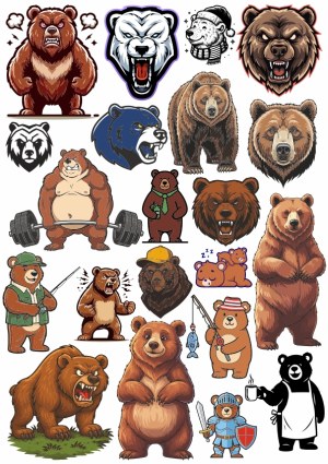Collection of Cartoon and Realistic Bear Vector Illustrations Free Vector