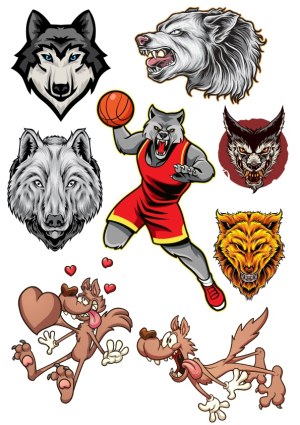 Wolf and Werewolf Various Illustrations and Cartoon Characters Free Vector