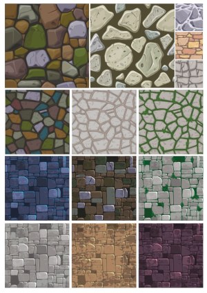Set of Hand-Drawn Stone and Brick Wall Textures Free Vector