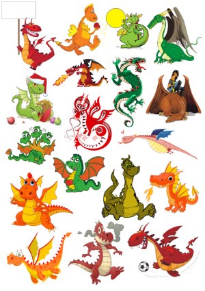 Collection of Colorful Cartoon Dragons in Various Poses and Styles Free Vector