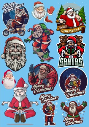 Collection of Diverse Santa Claus Christmas Vector Illustrations Free Vector