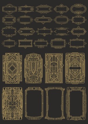 Art Deco Style Vintage Frames and Borders Collection Free Vector