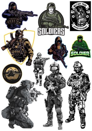 Military Soldier and SWAT Team Vector Badge and Illustration Collection Free Vector