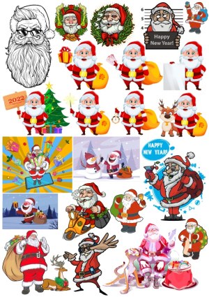 Various Santa Claus Cartoon Vector Illustrations Free Vector