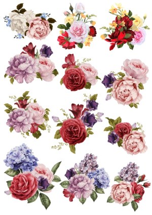 Vintage Style Floral Bouquet Vector Set Free Vector