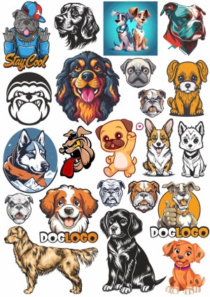 Collection of Dog Breed Vector Illustrations and Cute Dog Mascots Free Vector