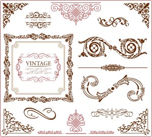 Vintage Ornate Decorative Frames and Corner Elements Free Vector