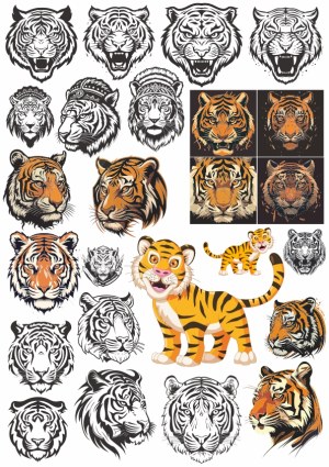 Tiger Illustrations and Cartoon Character Vector Collection Free Vector