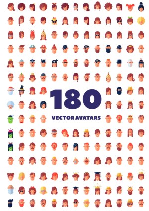180 Diverse Vector Avatars Collection Free Vector
