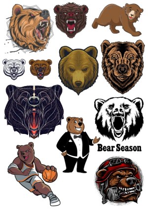 Collection of Bear-Themed Vector Illustrations and Mascots Free Vector