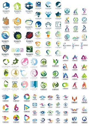 Collection of Business and Nature Themed Abstract Logos Free Vector