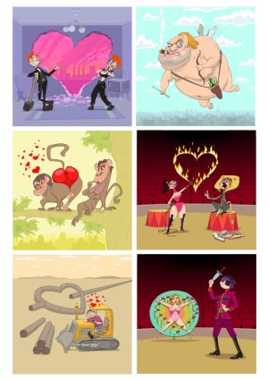 Humorous Love and Cupid Parody Vector Illustrations Free Vector