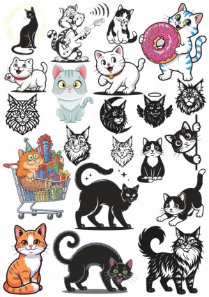Cartoon Cats Vector Collection with Various Expressions and Poses Free Vector