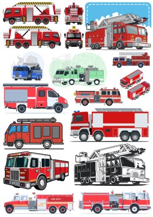 Collection of Fire Truck Vector Illustrations Free Vector