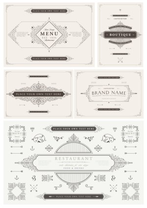 Vintage Ornate Labels and Frames for Menus and Boutique Branding Free Vector