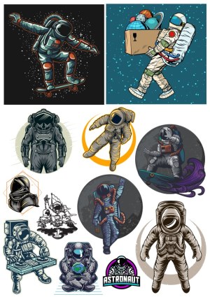 Collection of Creative Astronaut Vector Illustrations Free Vector
