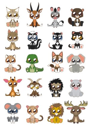 Cute Cartoon Animals Meditating in Yoga Pose Free Vector