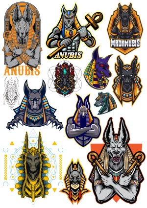 Collection of Anubis Inspired Egyptian God Vector Illustrations Free Vector