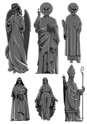 Gothic Skeleton Saints and Angel Religious Vector Set Free Vector