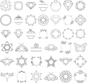 Dotted Decorative Frames and Icons Vector Set Free Vector