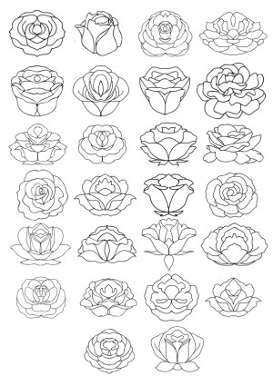 Outline Rose Flower Icons Set Free Vector