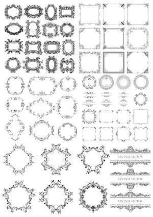 Ornate Vintage Decorative Frames and Borders Collection Free Vector