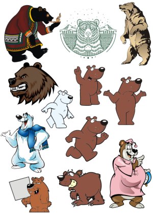 Collection of Various Bear Illustrations and Cartoons Free Vector