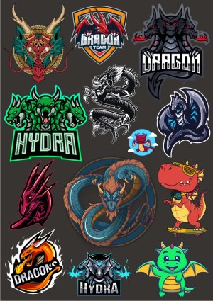 Collection of Colorful Dragon and Hydra Logos and Characters Free Vector