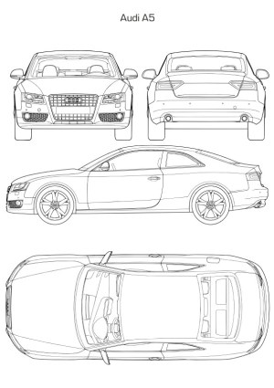 Audi A5 Car Blueprint Line Art Vector Free Vector