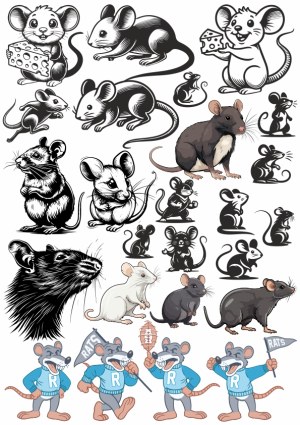 Variety of Rat and Mouse Illustrations and Mascots Free Vector