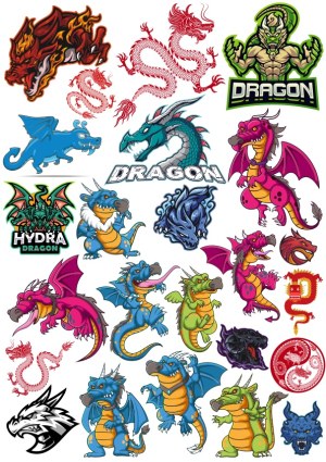 Colorful Dragon and Hydra Vector Collection Free Vector