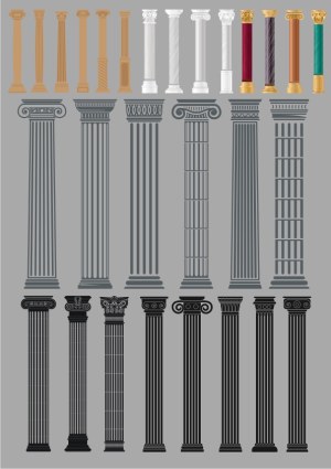 Classical Greek and Roman Architectural Columns Vector Set Free Vector